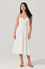 Aubrie Strapless Smocked Midi Dress