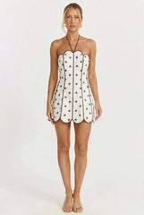Stracciatella Scallop Mini Dress