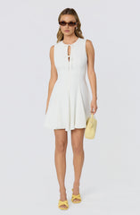 Tristan V-neck Self-Tie Godet Mini Dress