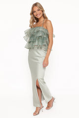 Viviana Fitted Column Skirt - Mint Green