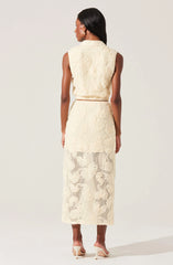 Sol Textured Floral Knit Midi Skirt