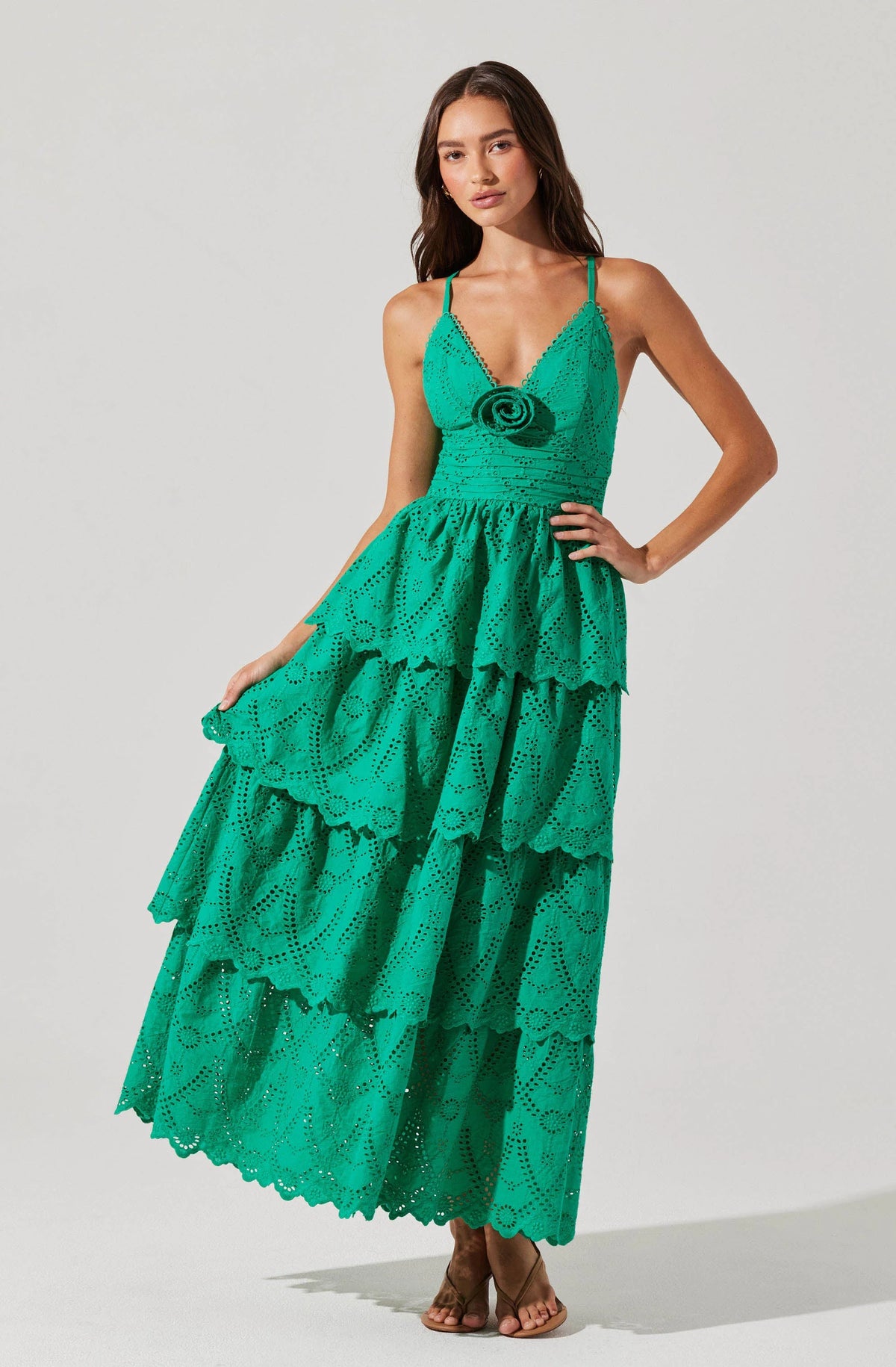 Faeryn Eyelet Tiered Maxi Dress