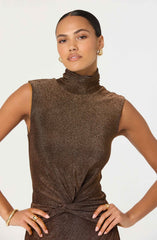 Riana Metallic Twist Front Maxi Dress