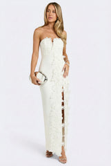 Éloise Ceremony Floral Appliqué Column Maxi Dress